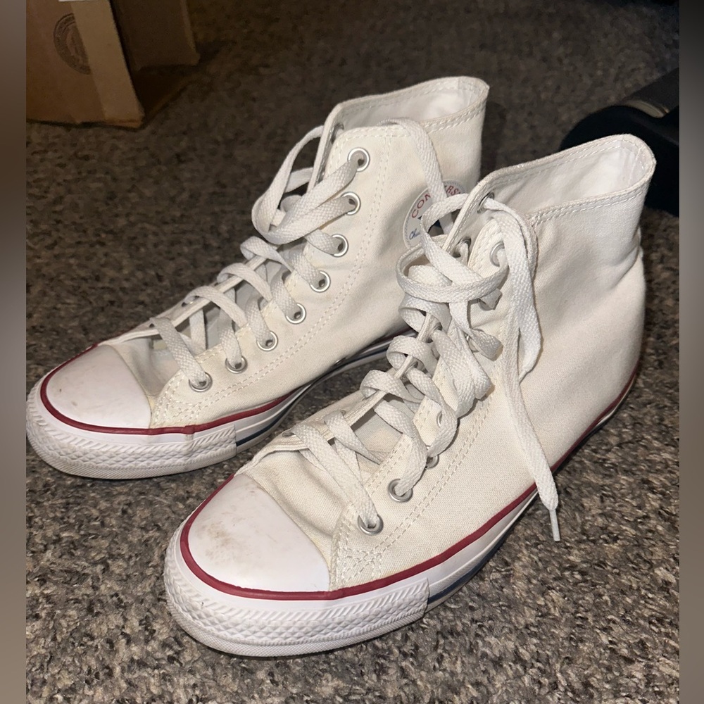 Lightly worn white converse high tops